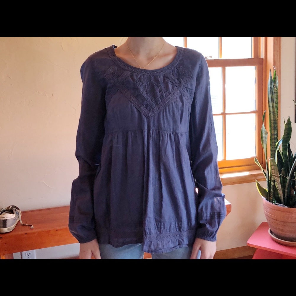 Isabel Marant dark blue embroidered blouse